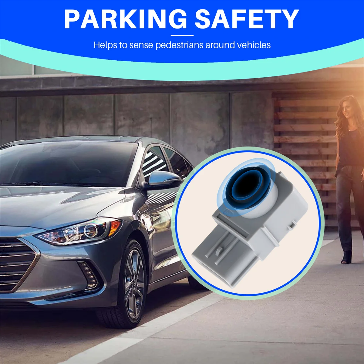 # 68P อะไหล่รถยนต์และอุปกรณ์เสริม,รถย้อนกลับ Radar Sensor 95720-2W000 สําหรับ Hyundai Kia,Black & สีเทา