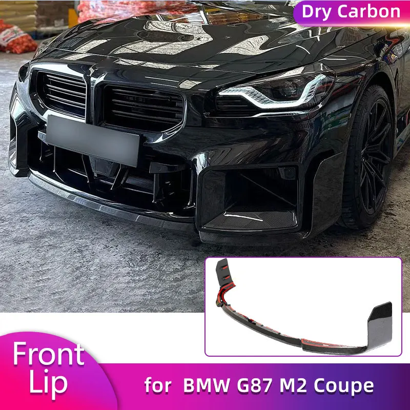 

Спойлер-накладка на передний бампер из сухого карбона (препрег) для BMW G87 M2 Coupe 2022-2025, гоночная передняя накладка-«губа», защита, элементы обвеса