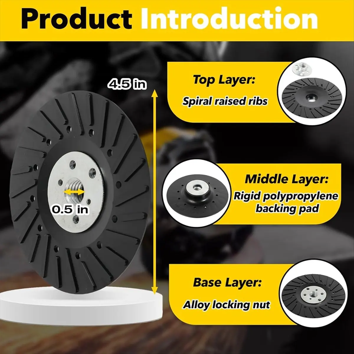 Y1044A J~(2 Pack) 4.5 Inch Angle Grinder Backing Pad with Non-Slip Design, Fits , , & More