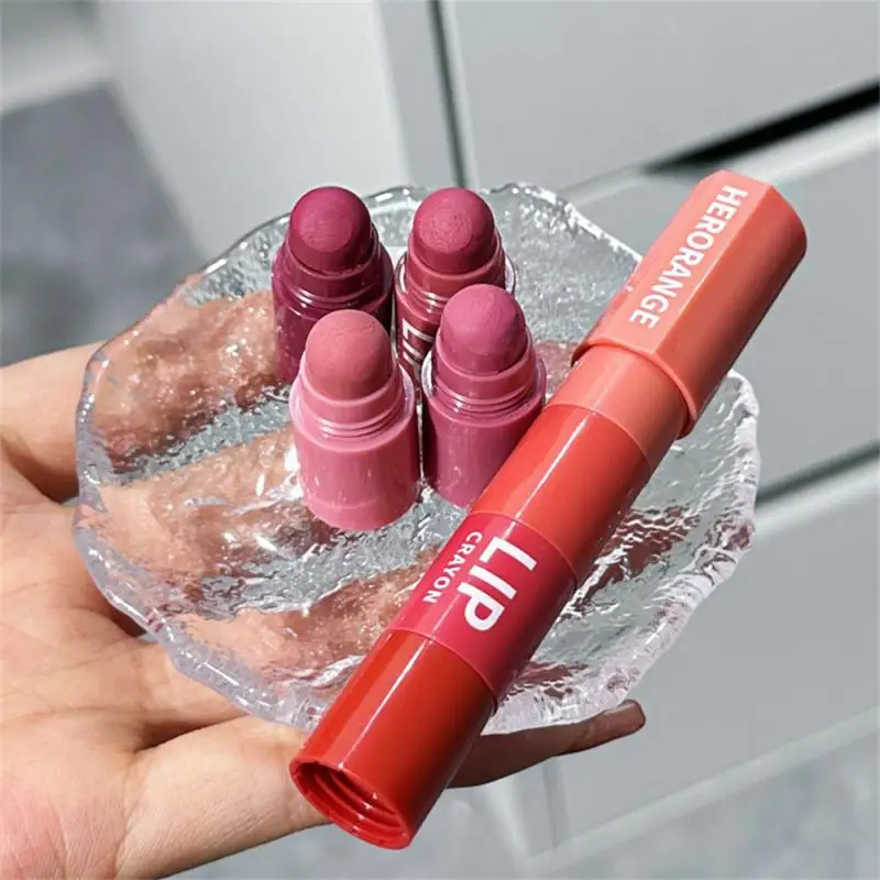 HERORANGE-minilápiz labial de combinación de cuatro colores, conjunto de lápiz labial multicolor de terciopelo blanco mate liso