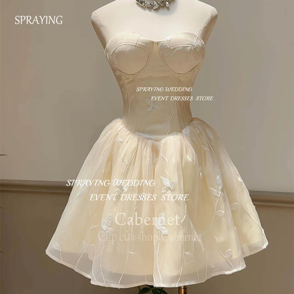 

SPRAYING Elegant Fairy Dress Sweetheart Lace Wedding Dress Mini Short Bridal Gown Above knee Corset Back 2024 Formal Prom Dress