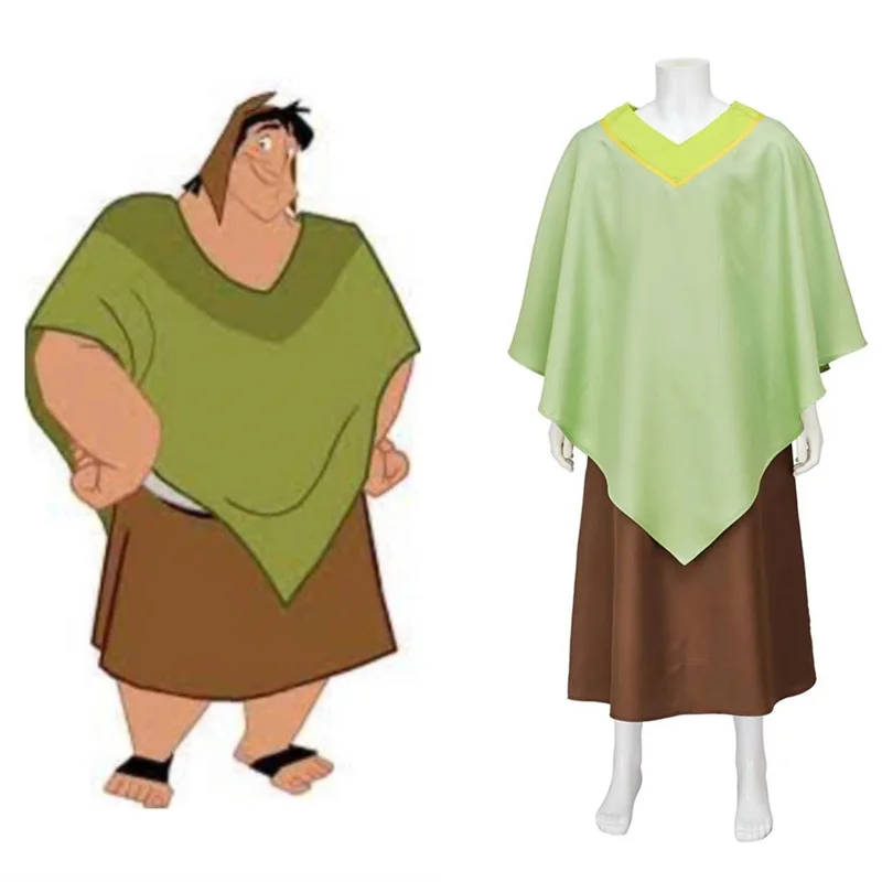 Anime Emperor Kuzco Cosplay Costume King Green Outfits  Adult Men Halloween Carnival Party Suit