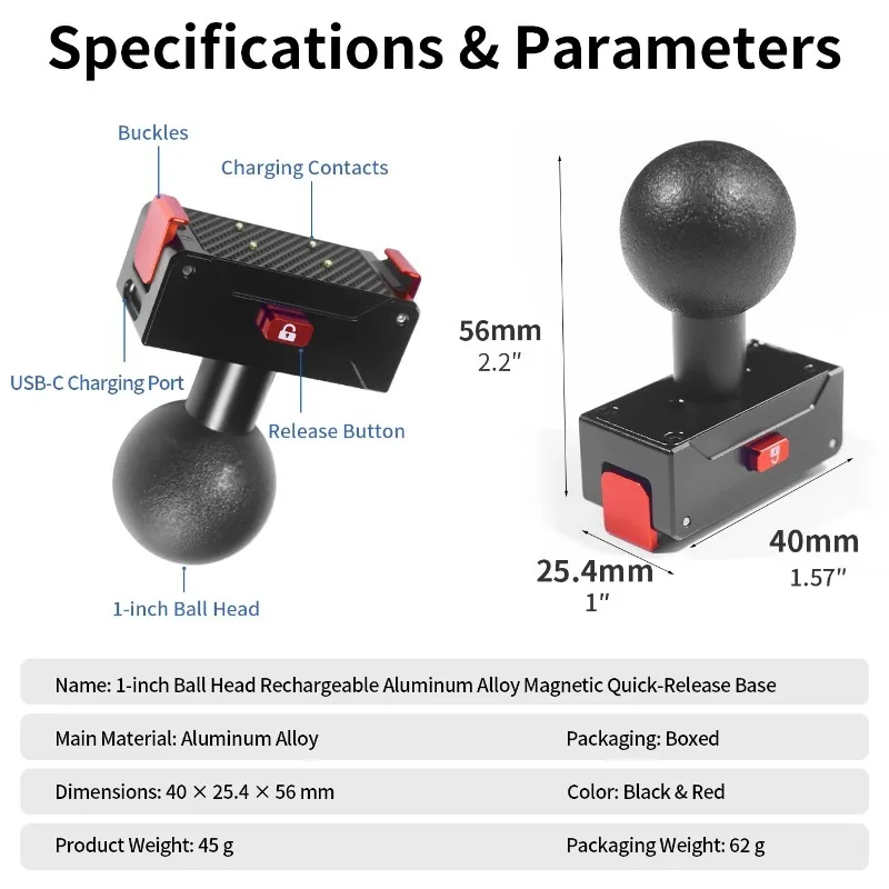 Picture 4: Magnetic Two Claw Adapter with 1/4”Thread USB-C Port Charging Base Quick Release Extension Mount for DJI Osmo 360 Action Camera