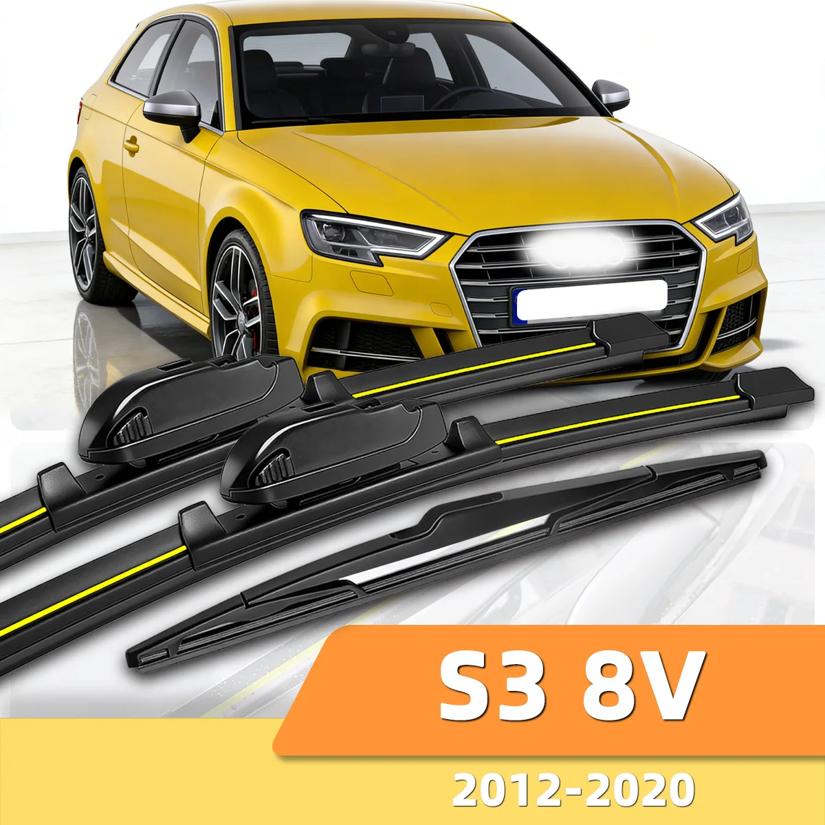 

3 шт. щеток стеклоочистителя для Audi S3 8V 2012-2020, передние и задние резиновые накладки для стеклоочистителей, аксессуары 2014, 2015, 2016, 2019 годов выпуска.