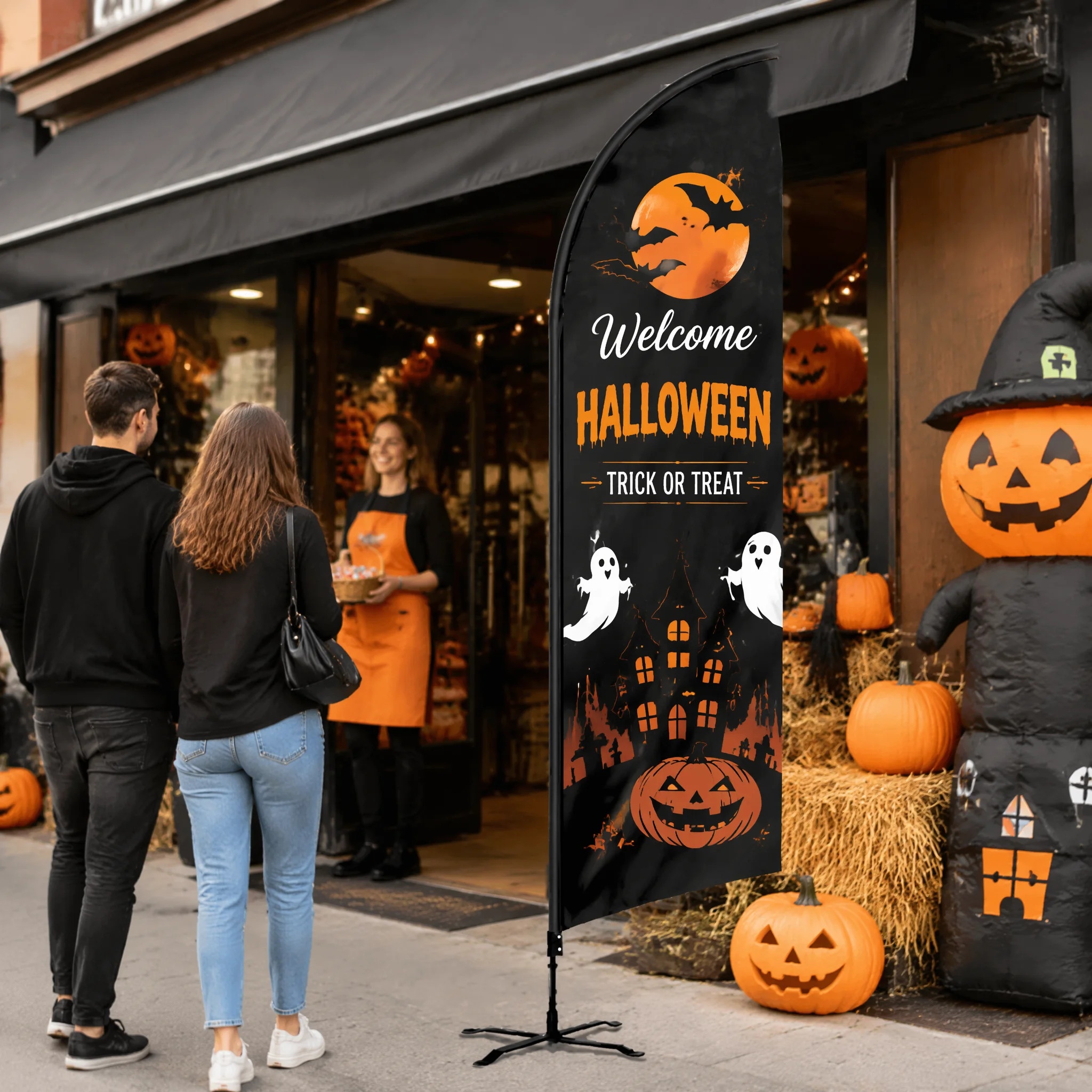 Halloween Custom Outdoor Blade Flag Banner Decoration Flag for Store Party Festival Event Display