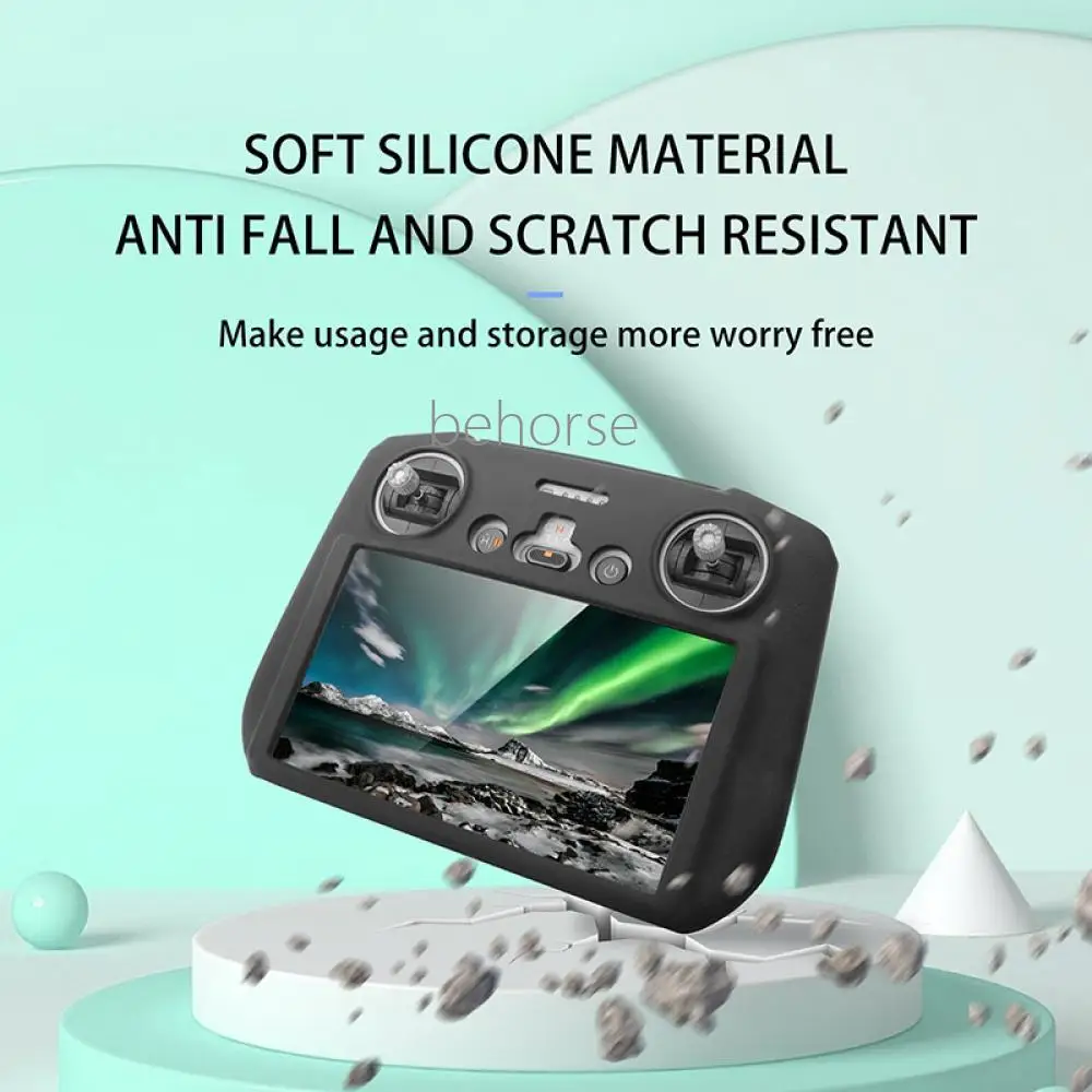 جهاز تحكم عن بعد RC/RC2 مع شاشة حافظة من السيليكون باللون الرمادي لـ DJI Flip/Neo/Mavic 3Pro/Air 3S حافظة واقية للتحكم عن بعد