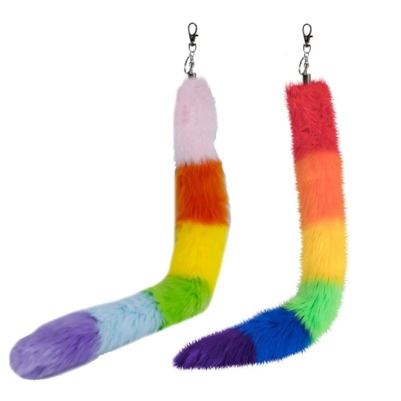 

Furry Faux Furs Foxes Tail Keychain Cosplays Toy Bag Hangings Charm Pendant Key Handbag Accessorise Car Ornaments Gifts