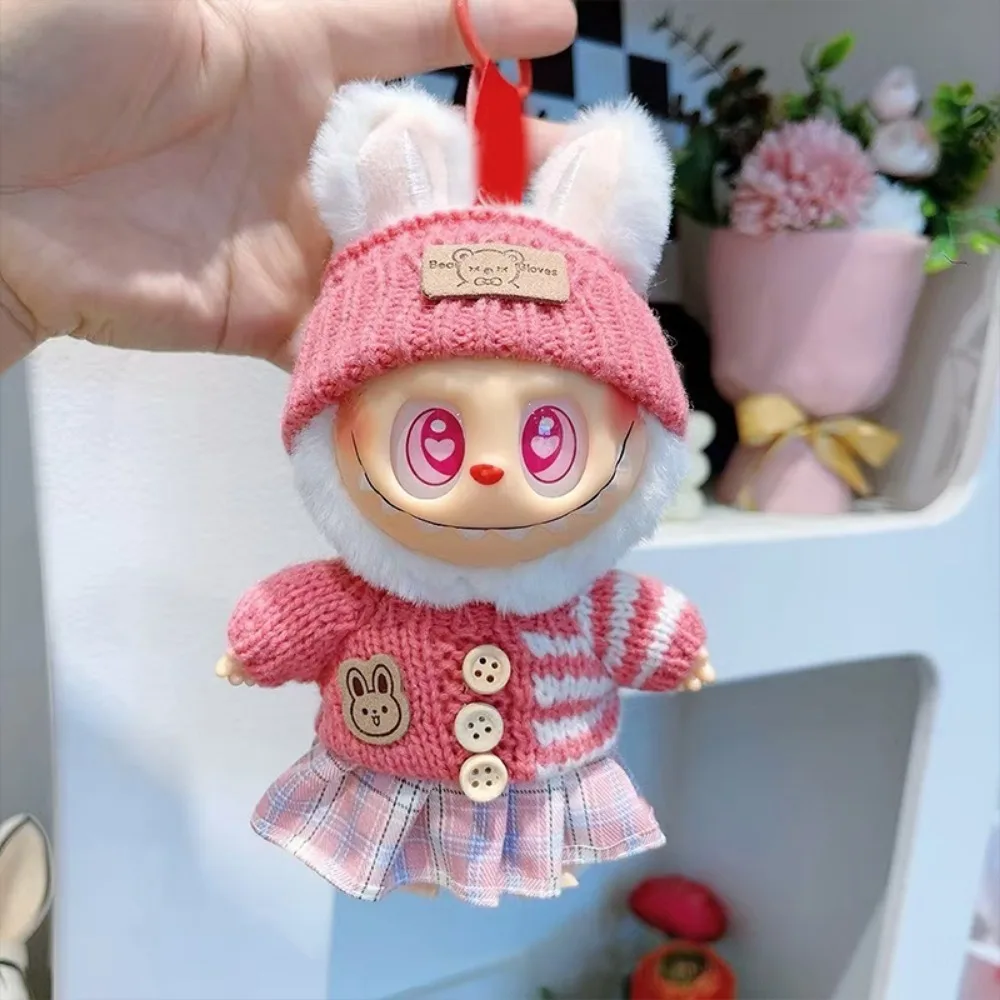 

Для 15-17 см Labubu одежда наряд Labubu сидячая вечеринка медведь этикетка шарф шляпа аксессуары для кукол милое украшение