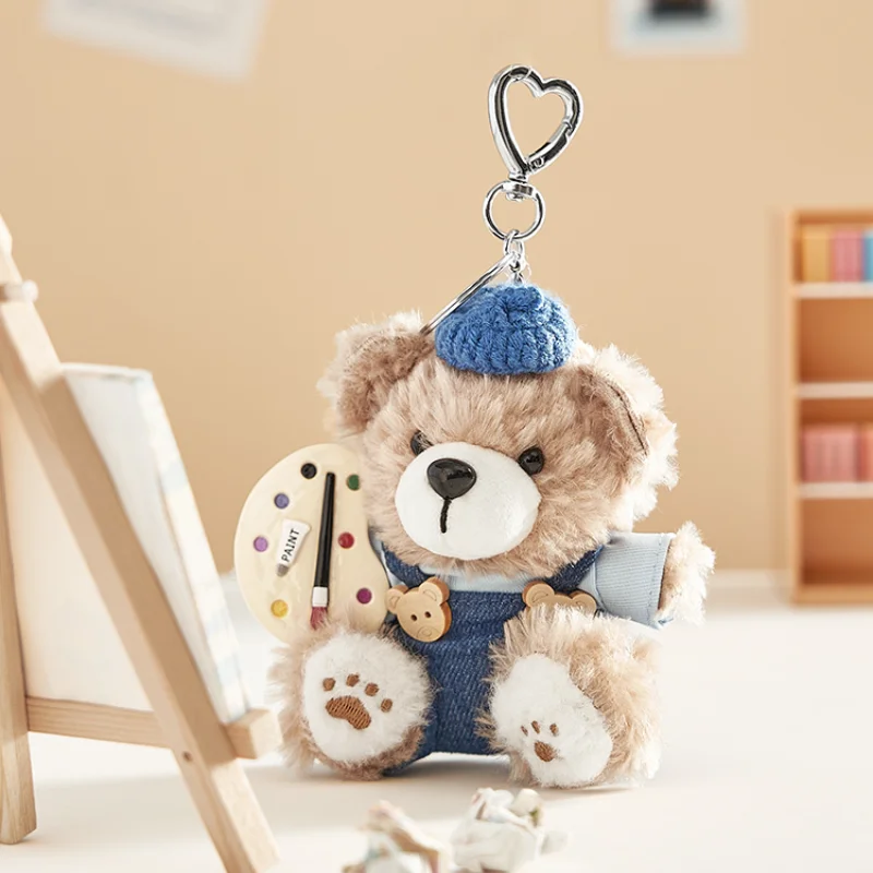 Der grüne Party-Maler-Bär-Plüsch-Schlüsselanhänger, niedlicher Rucksack, hängende Dekoration, Mädchen, Halloween, Weihnachten, Accessoires, Geschenke