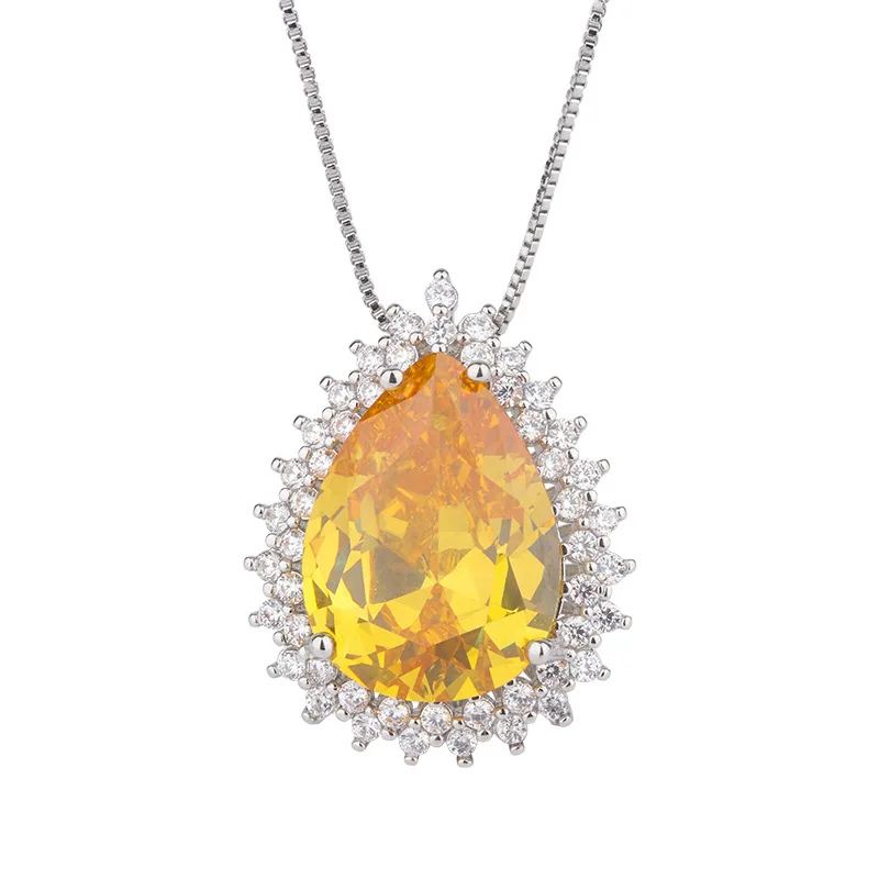 2023 New In Pink High Carbon Diamond Water Droplet Pendant Earrings Women's Necklace Luxury Jewelry Gift for Mom Best Friend