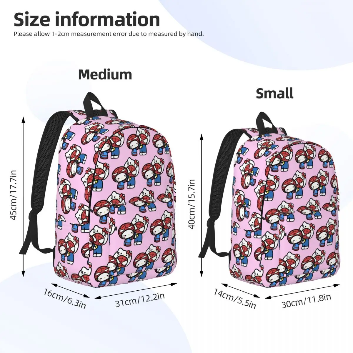 Hello Kitty Spiderman Boyfriend Girlfriend Rucksack für Jungen, Mädchen, Kinder, Studenten, Schule, Büchertasche, Tagesrucksack, Vorschule, Grundschule