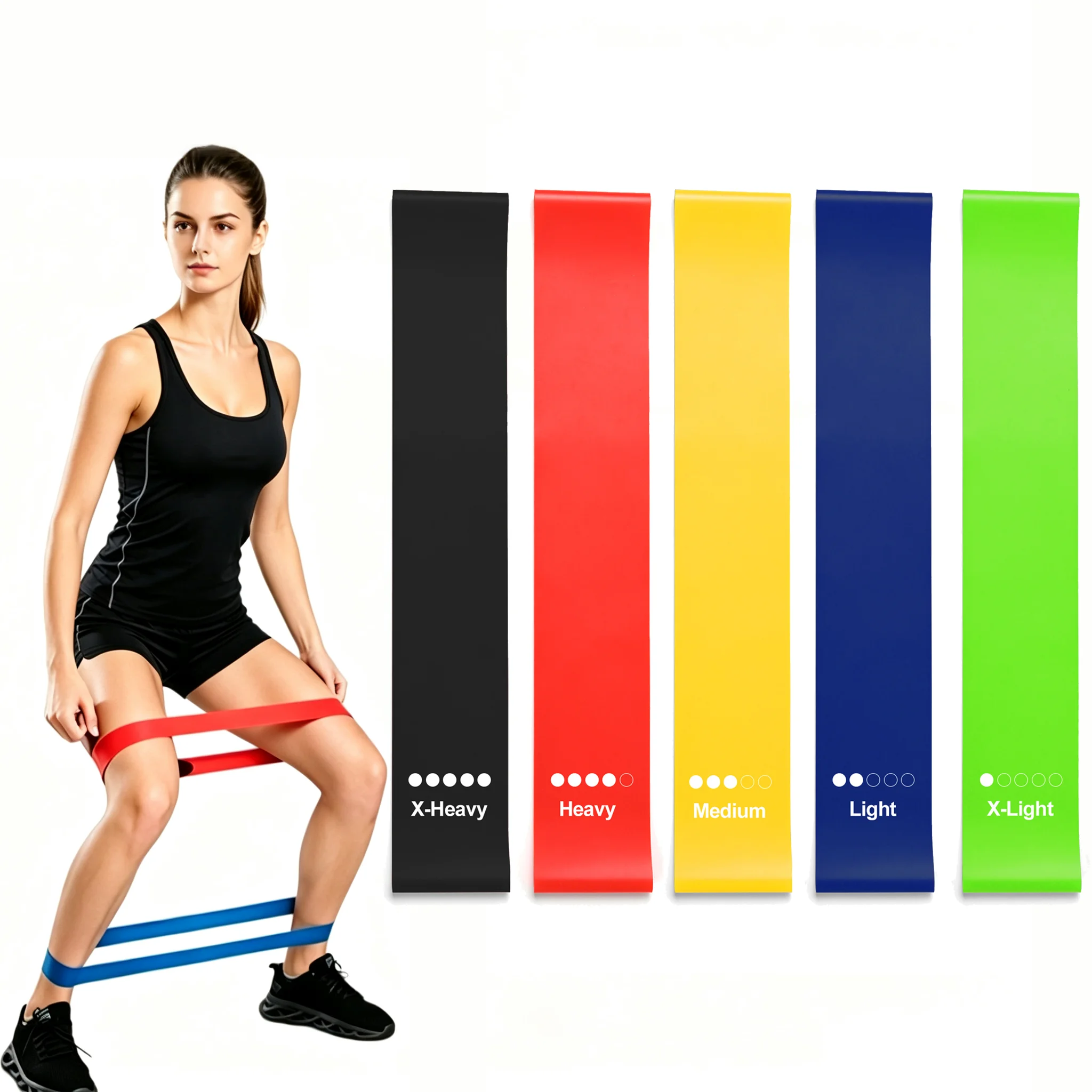 Resistance Loop Mini Band - Set Tali Resistensi TPE 5 Tingkat,