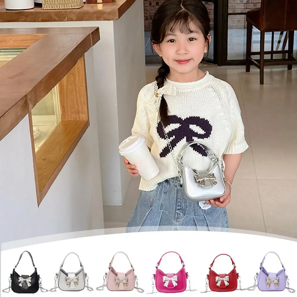 Korean Style Girl Princess Bag Cute Sweet Bow Chain Crossbody Bags for Girls Bowknot Hand Bags Toddler Purses and Handbags Gift