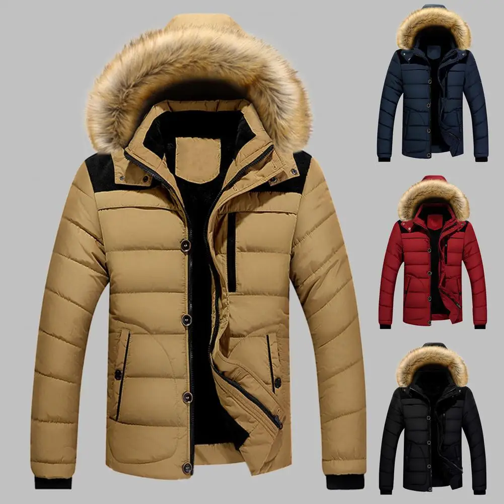 Winter Down Coat Trendy Young Men Coat Padded Men Jacket  High Collar Men Jacket for Skating