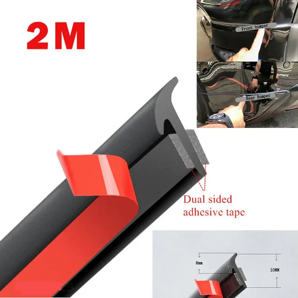 2/4M Car Rubber Seal Strip T-Type Seal Edge Gap Strips For Front Rear Bumper Side Skirt Fender Weatherproof Edge Trim 8MMx10MM