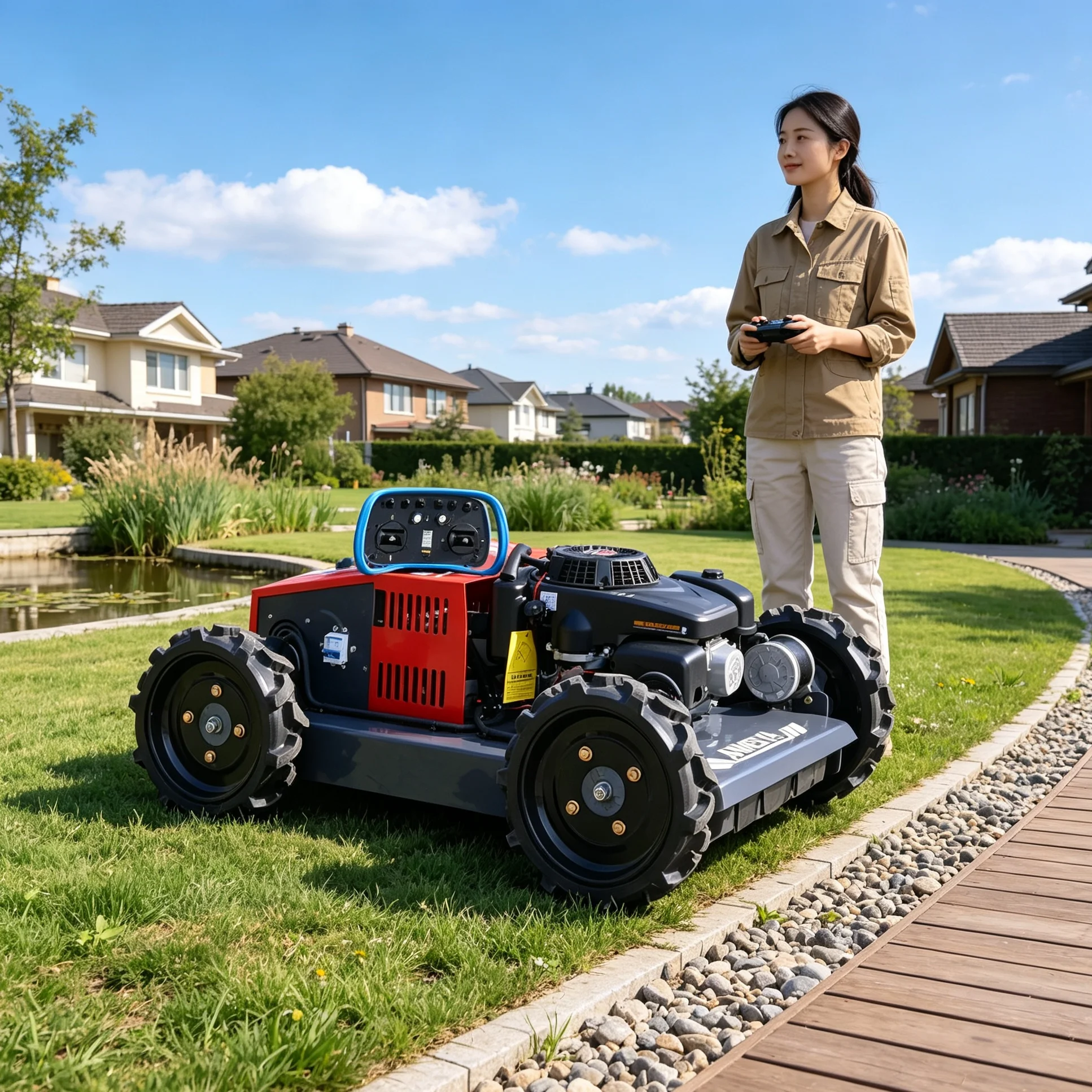 Customized for Horse‑Ranch Small Rest Lawn, 500W Wheeled Portable Lawn Mower, Heavy‑Duty Wheels, Suitable For Frequently Walked