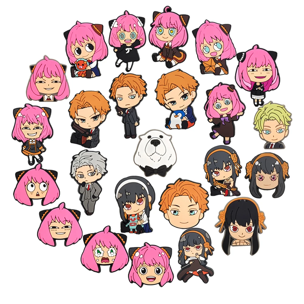 Neue 24-teilige Cartoon Anime Spy Family Serie PVC Schuh-Accessoires DIY Loch-Armbänder Slipper Abnehmbare Modische Dekoration Geschenke – Detail 8