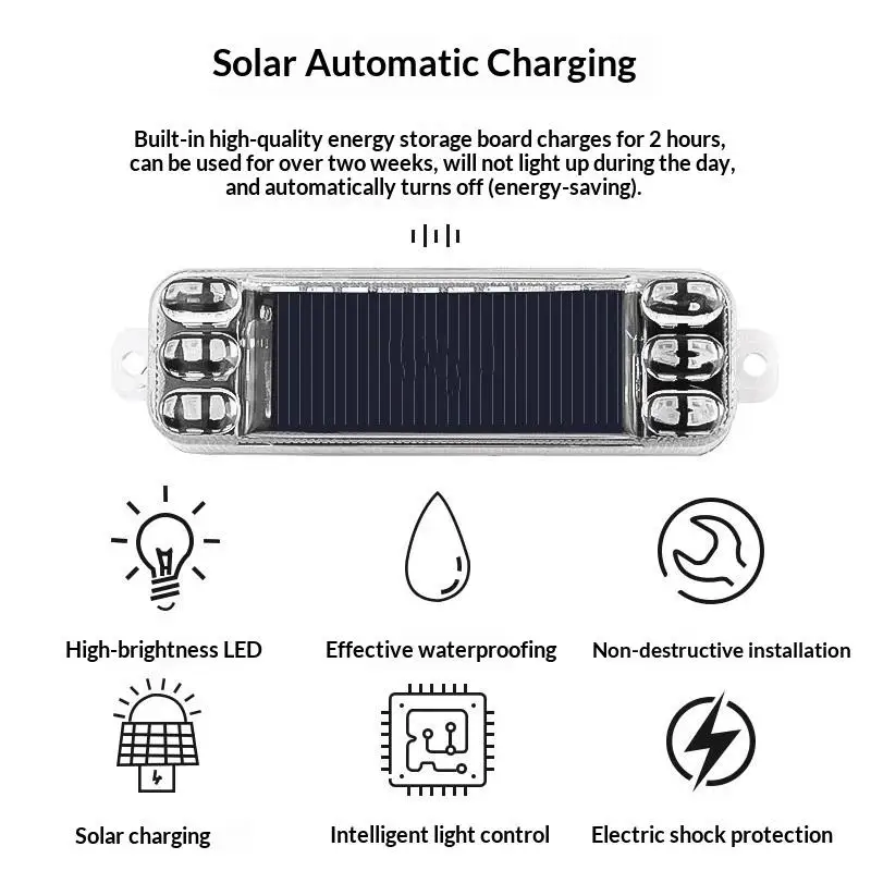 Solar Car Anti Collision Strobe Light Auto On Off Waterproof Warning Lamp for Motorcycle Truck Scooter Tail