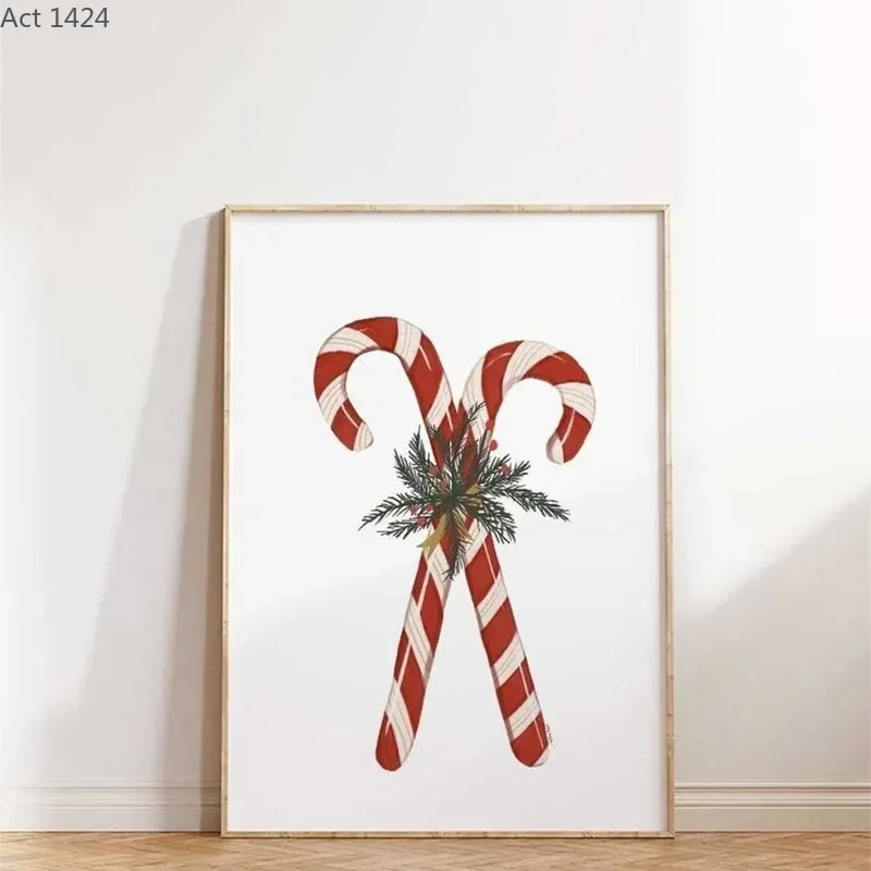 Christmas Wall Art, Candy Cane Christmas Print, Christmas Decor, Christmas Art, Vintage Christmas Print, Christmas Wall Art