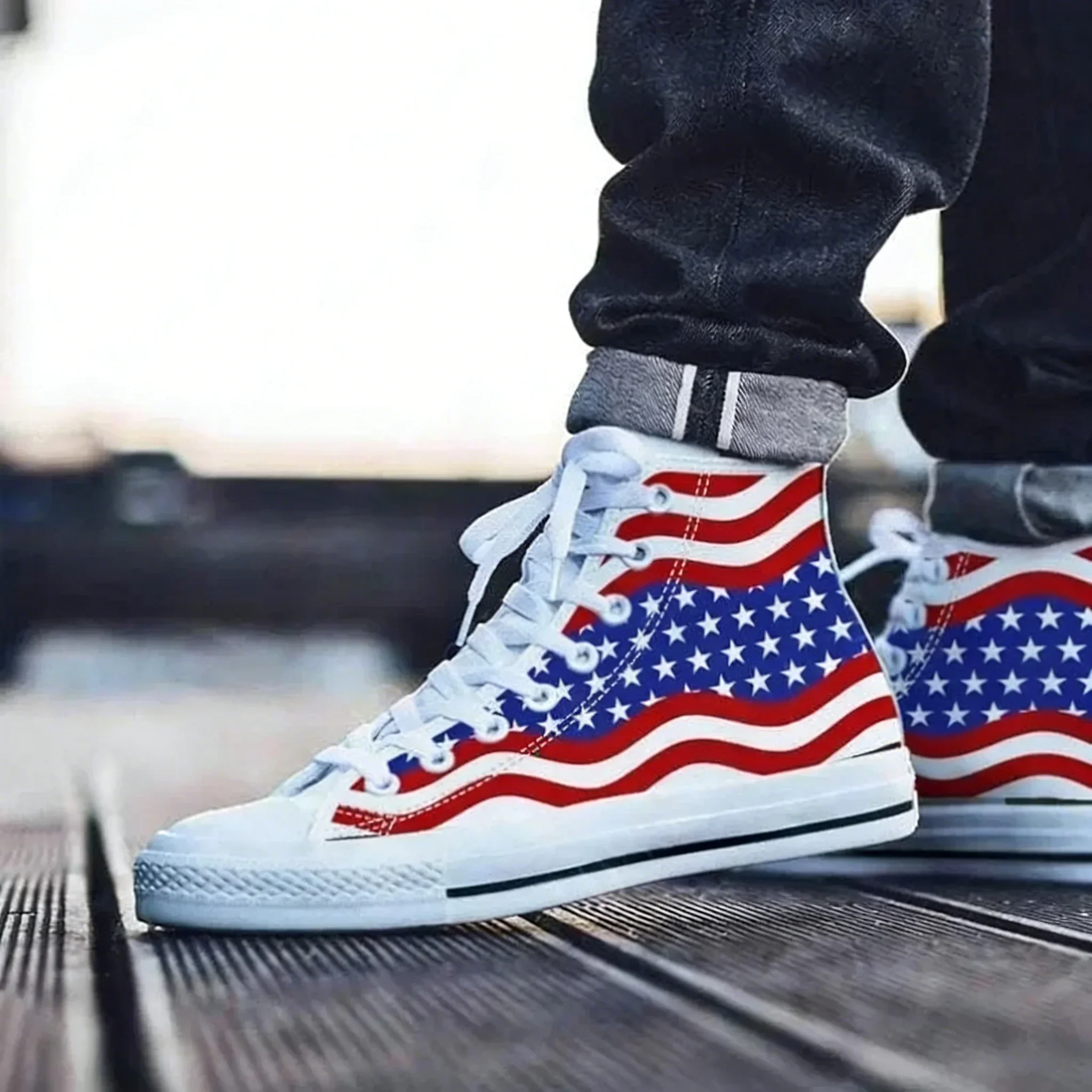 

USA High Top Shoes Mens Womens Teenager Sneakers Canvas High Quality Outdoor Daily Sneaker Custom Made Couple Shoe
