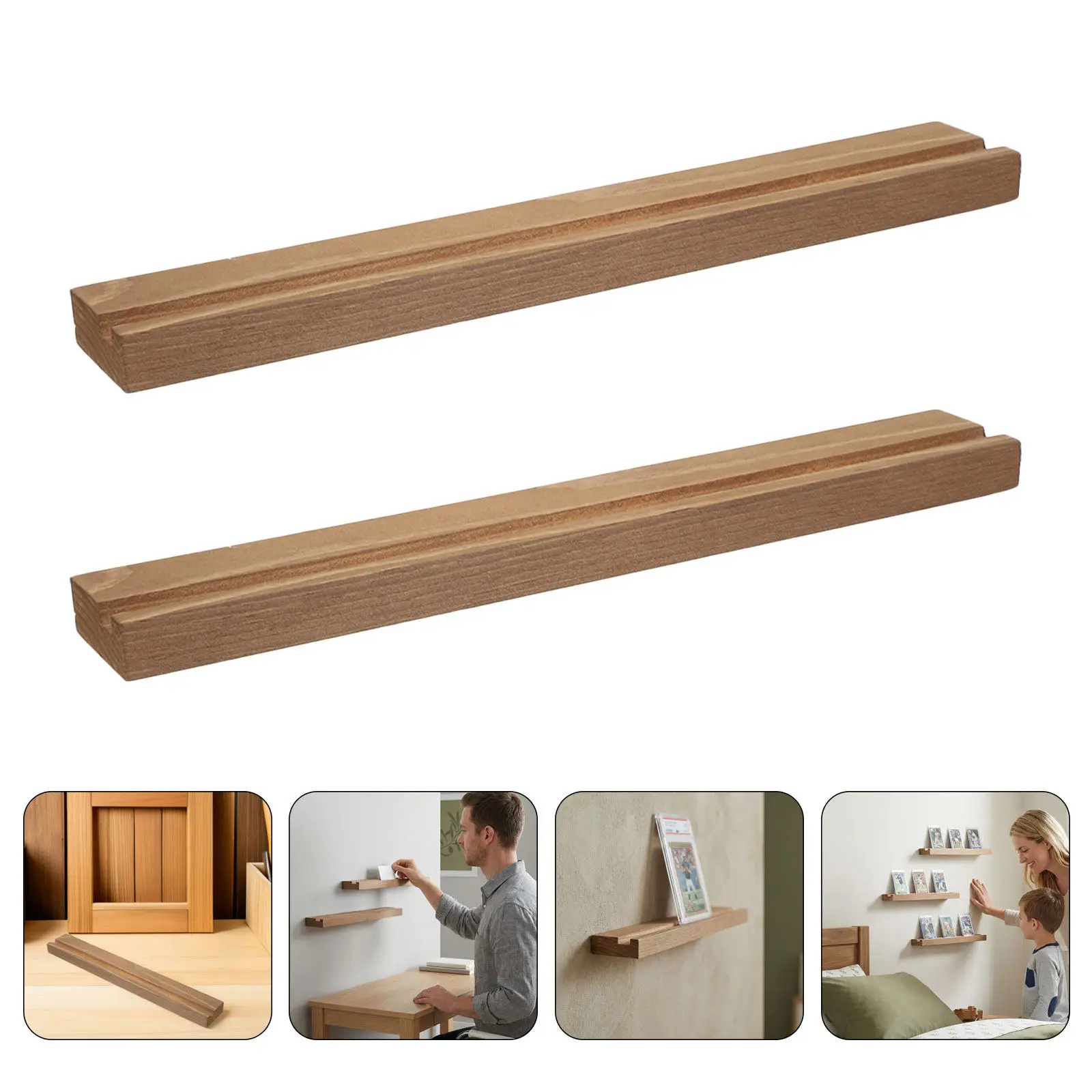 

4Pcs Wooden Sports Card Display Shelf Wall Mounted Trading Card Holder Baseball Football Hockey Storage Rack