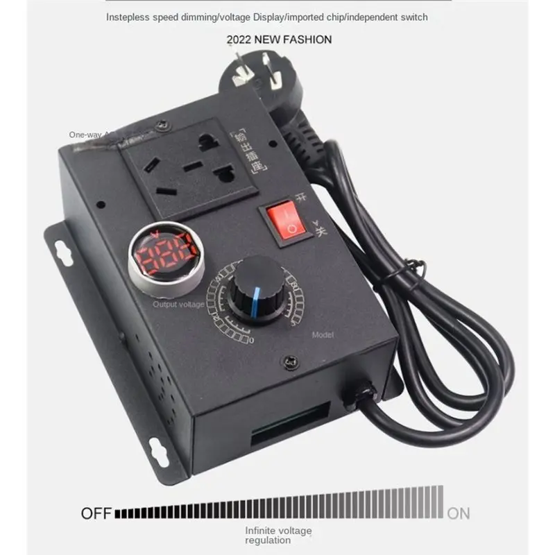 ABUI-AC Adjustable Motor Controller Single-Phase, Electronic Voltage And Speed Regulator, Stepless Temperature Controller US Plu