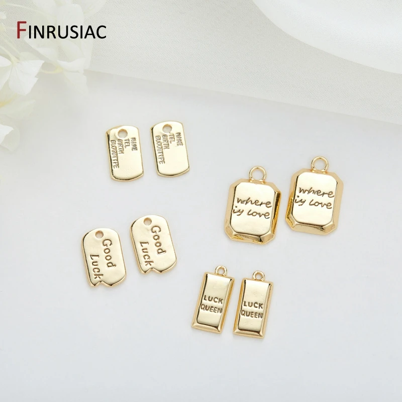 14K Gold Plated Lucky Label Necklace Pendant Kpop Brand Hip-Pop Fashion Luxury Jewelry Making Component