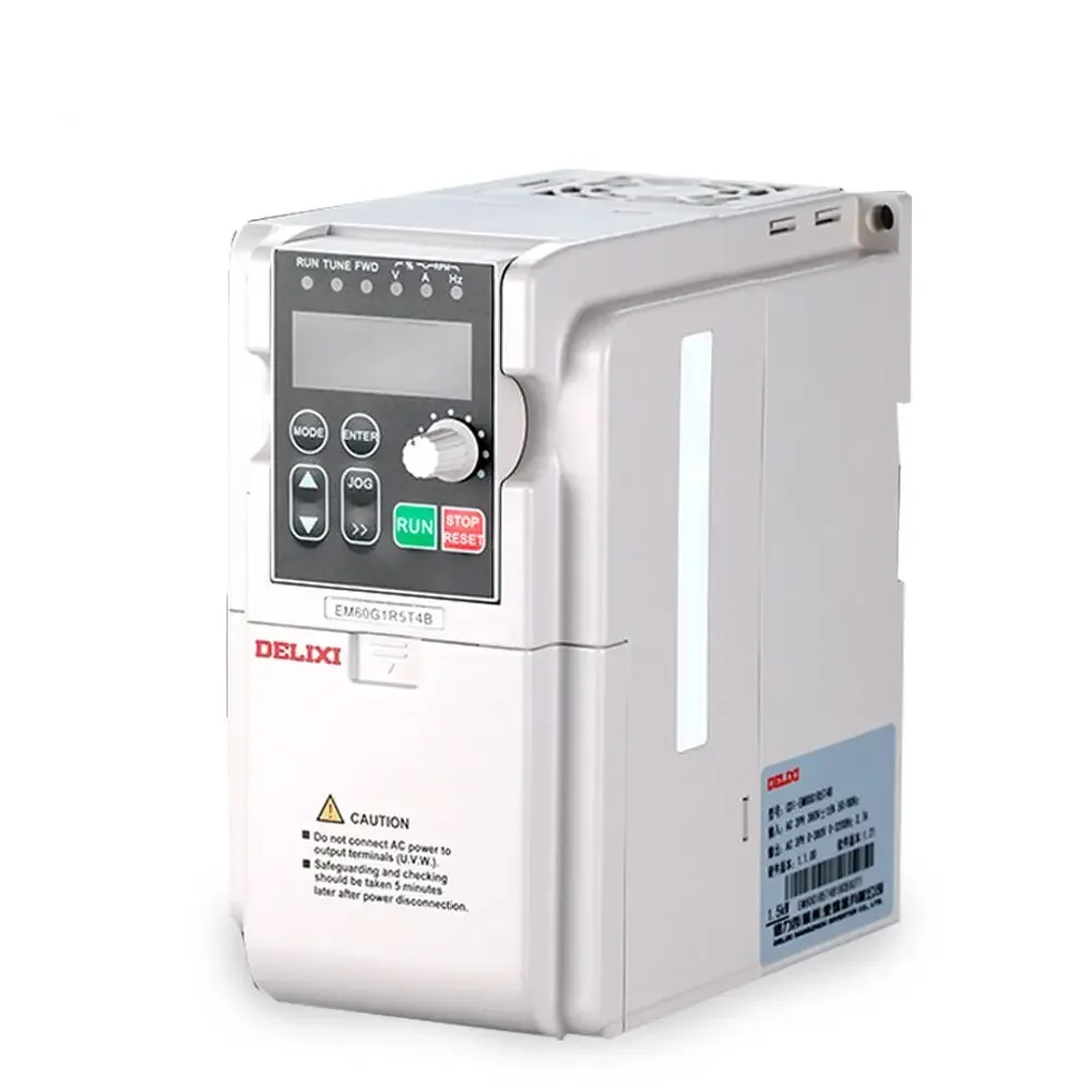 3 Phase DELIXI EM60 200V to 240V 50/60Hz 1.5KW Power Frequency Inverter for Stapler with 215*153*214mm Size