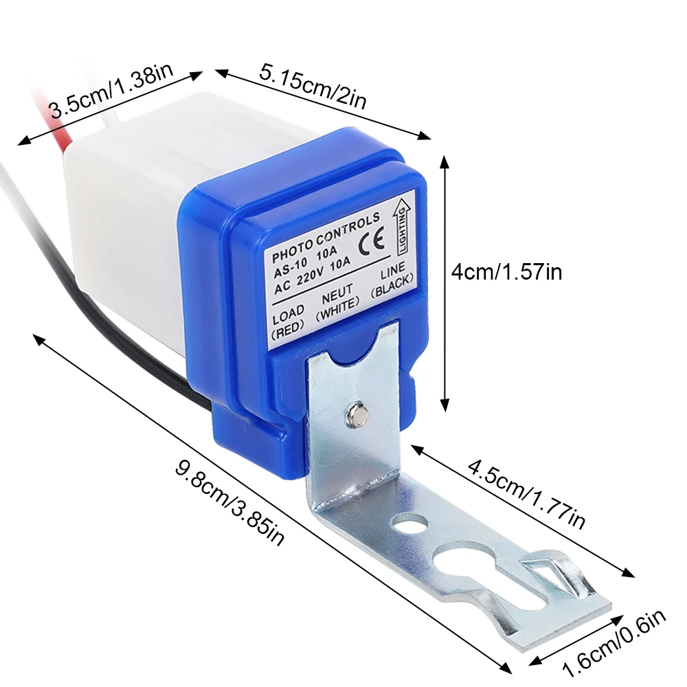 Sensor de interruptor de Control de luz de fotocélula de encendido y apagado automático CA 220V 10A Sensor de interruptor eléctrico controlador de farola al aire libre
