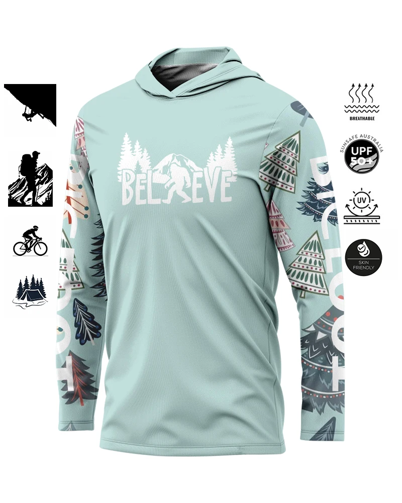 

BIGFOOT Summer Men's Cycling Clothing Mountaineering Hoodie Breathable and Comfortable Fishing Clothing Men's Hiking Hoodie