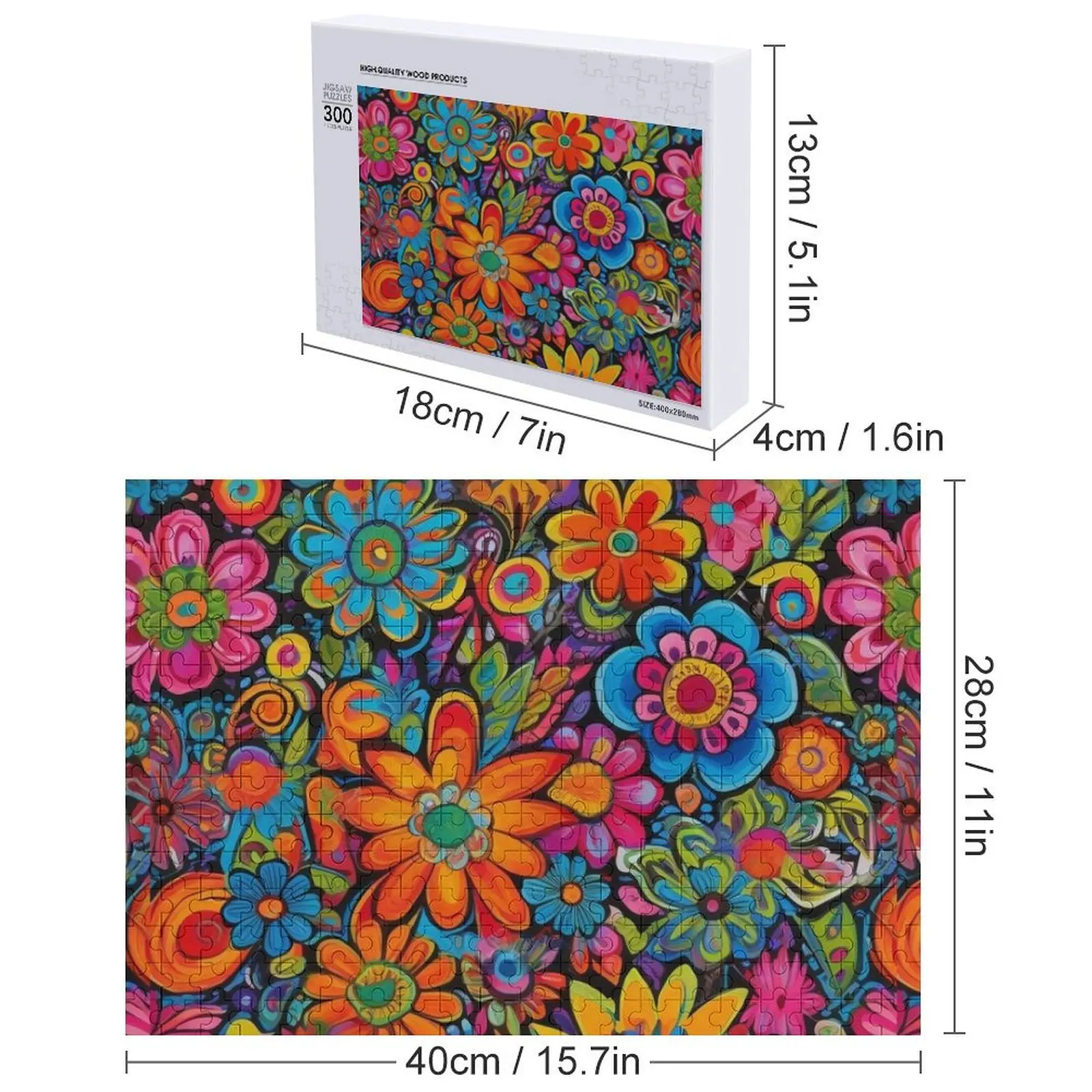 Flower Power – Puzzle à motifs floraux colorés, cadeaux personnalisés, Puzzle Photo personnalisé