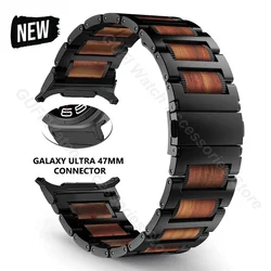 Wooden Stainless Steel Band for Samsung Galaxy Watch Ultra 47mm No Gaps Luxury Bracelet for GALAXY ULTRA Metal Quick Fit Strap