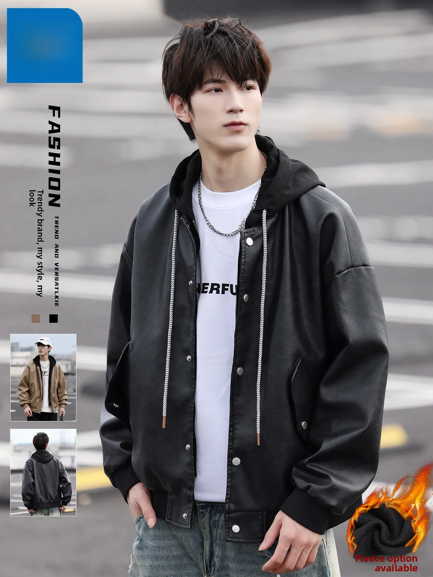 

Jeanswest из искусственной кожи из двух предметов, мужское повседневное модное молодежное пальто из искусственной кожи с внутренней стороны Fce, осенне-зимнее пальто