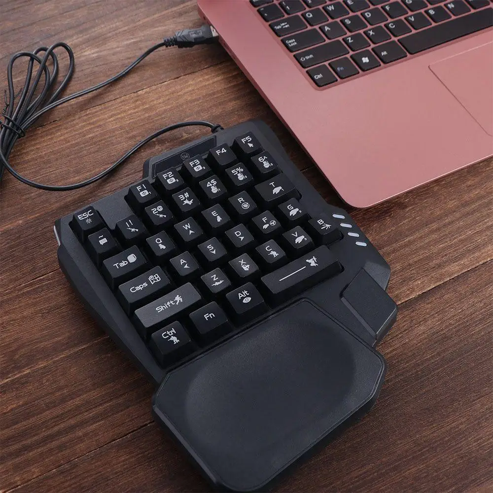 Portable USB Single Hand Keyboard Luminous Mini One Handedly Keyboard Ultra-slim 35 Keys Gaming Mechanical Keyboard Smartphone