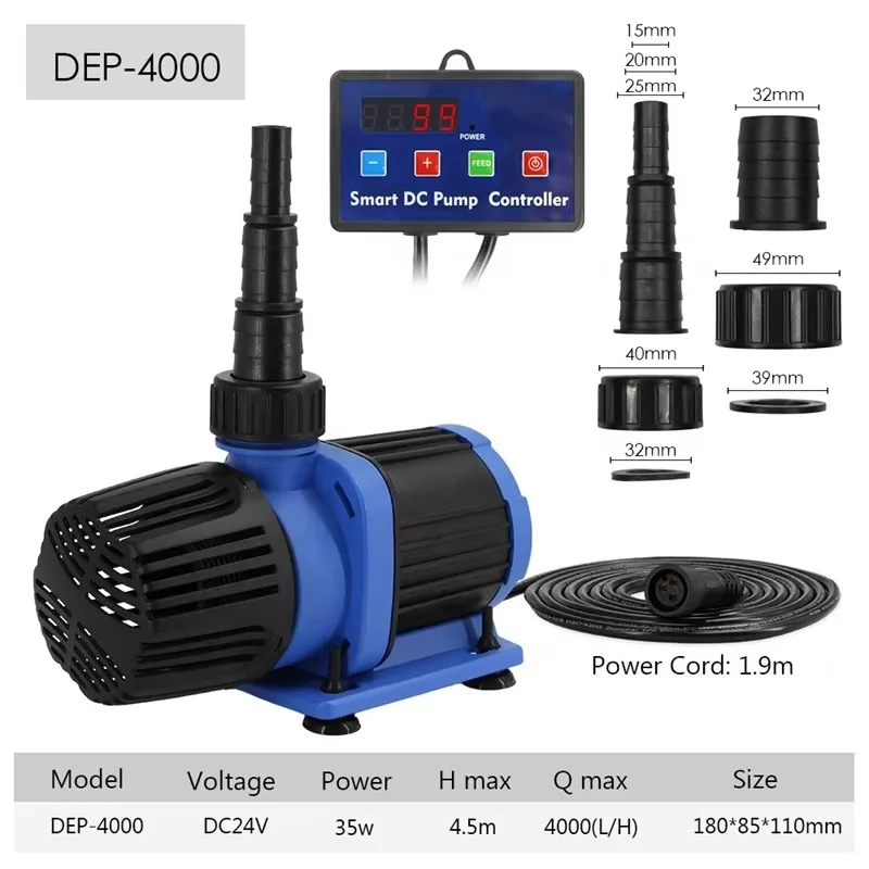 Multifunctional 4000L/H Frequency Variation Water Pump Submersible Garden Water Pumps 24v Aquarium Marine Return Pump