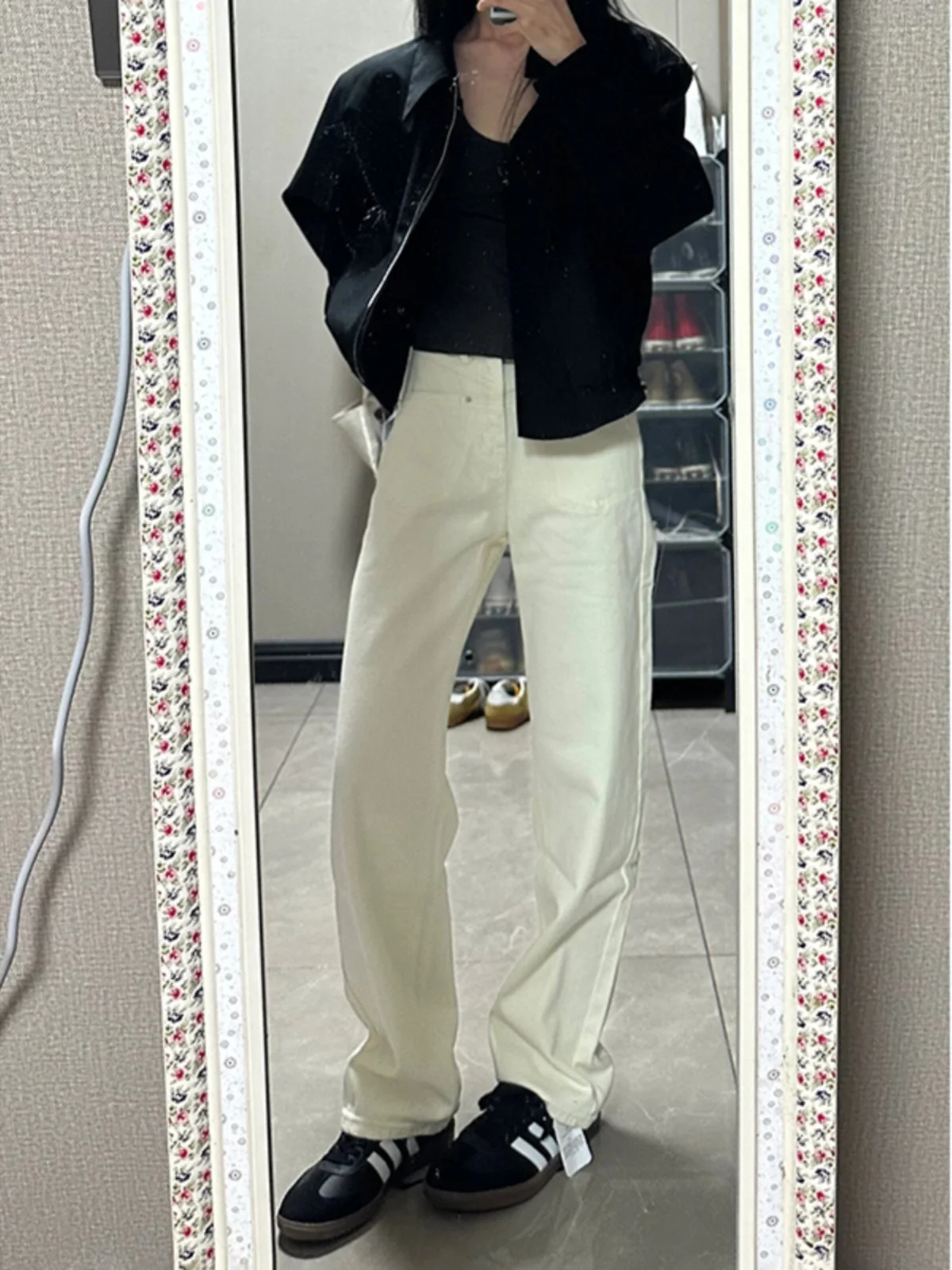 

Джинсы женские прямые с высокой талией, весна-лето, свободный крой, для высоких женщин, длиной в пол, с эффектом стройности