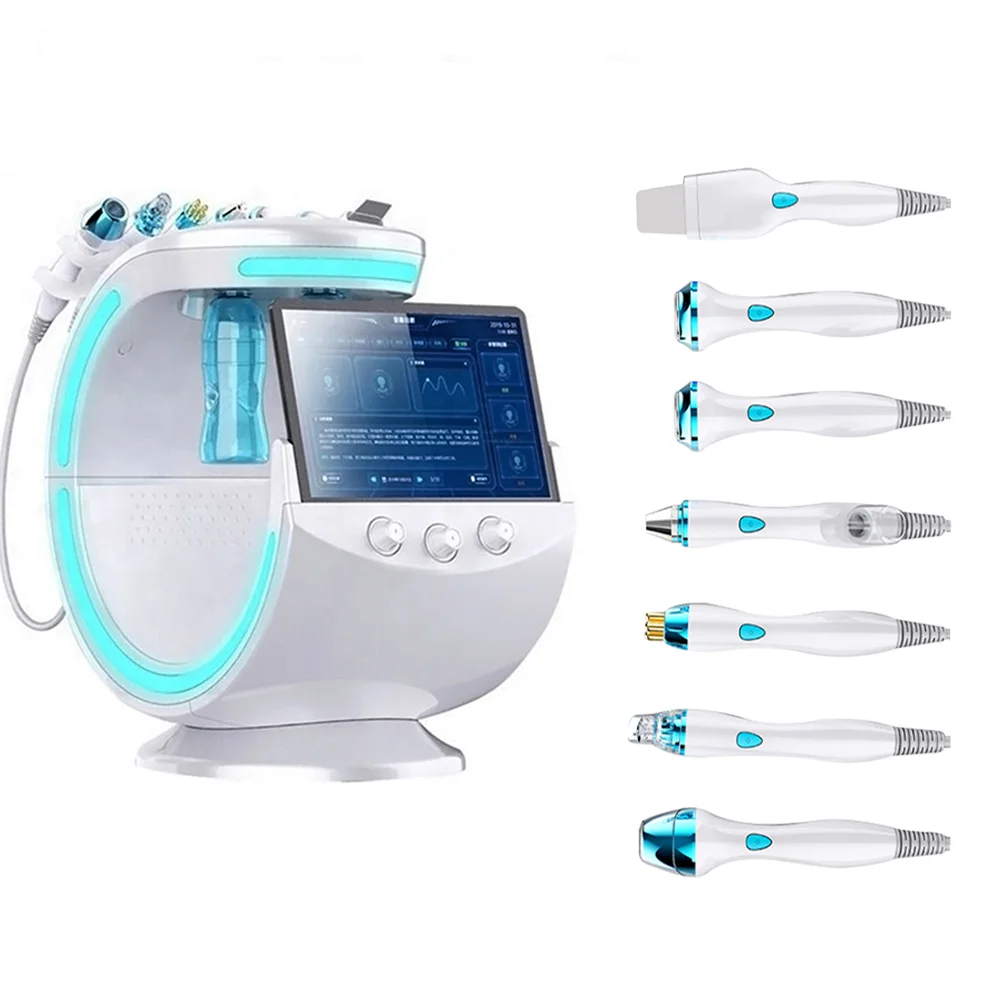 Analyseur de peau du visage multifonctionnel 7 en 1, bulle bleue glacée intelligente, nettoyage en profondeur, dissolvant de points noirs sous vide, Machine de beauté du visage
