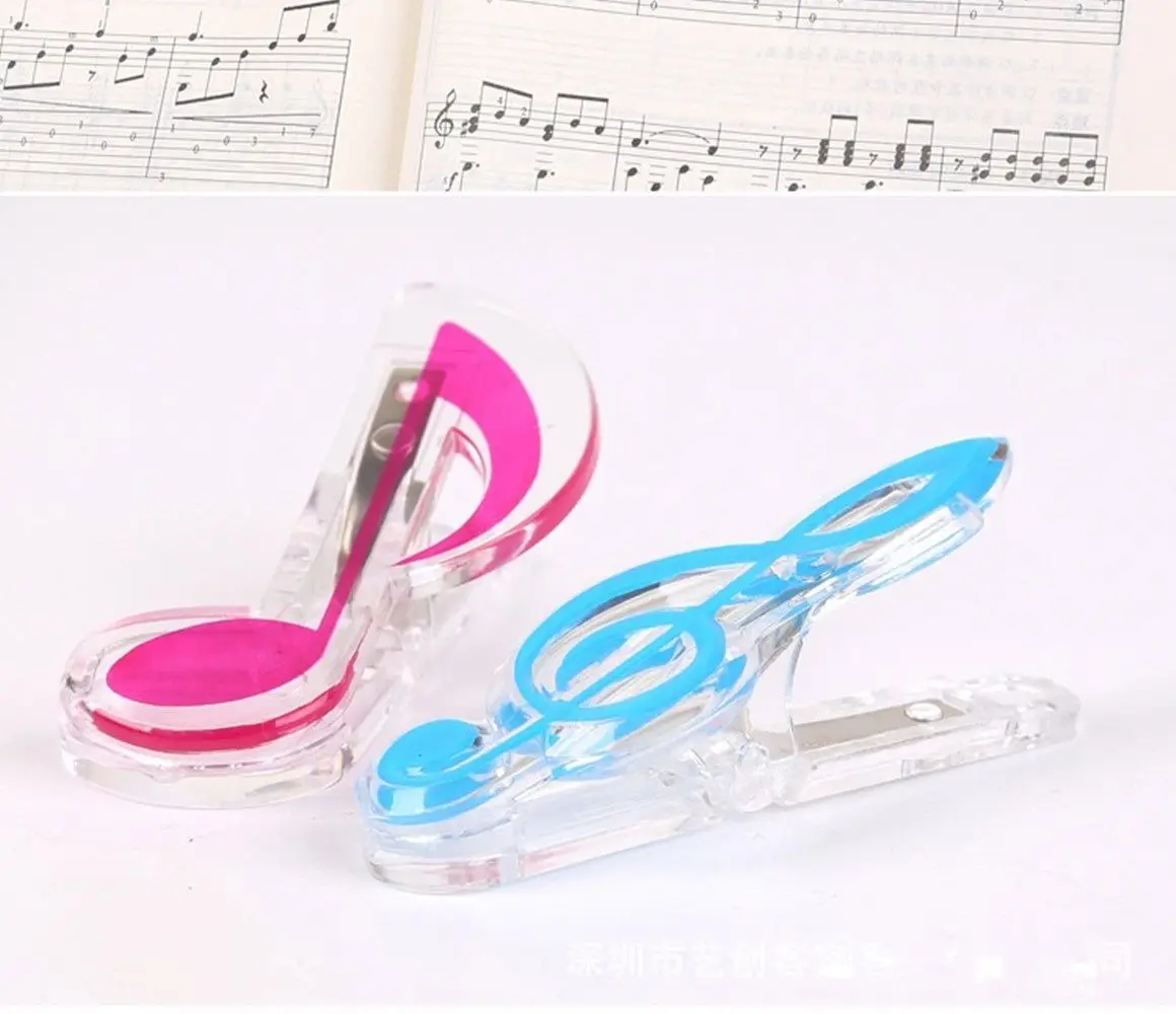 Binding Supplies Office Letter Paper Clip For Book Paper Sheet Folder for Piano Supply Plastic Musical Note Spring Holder