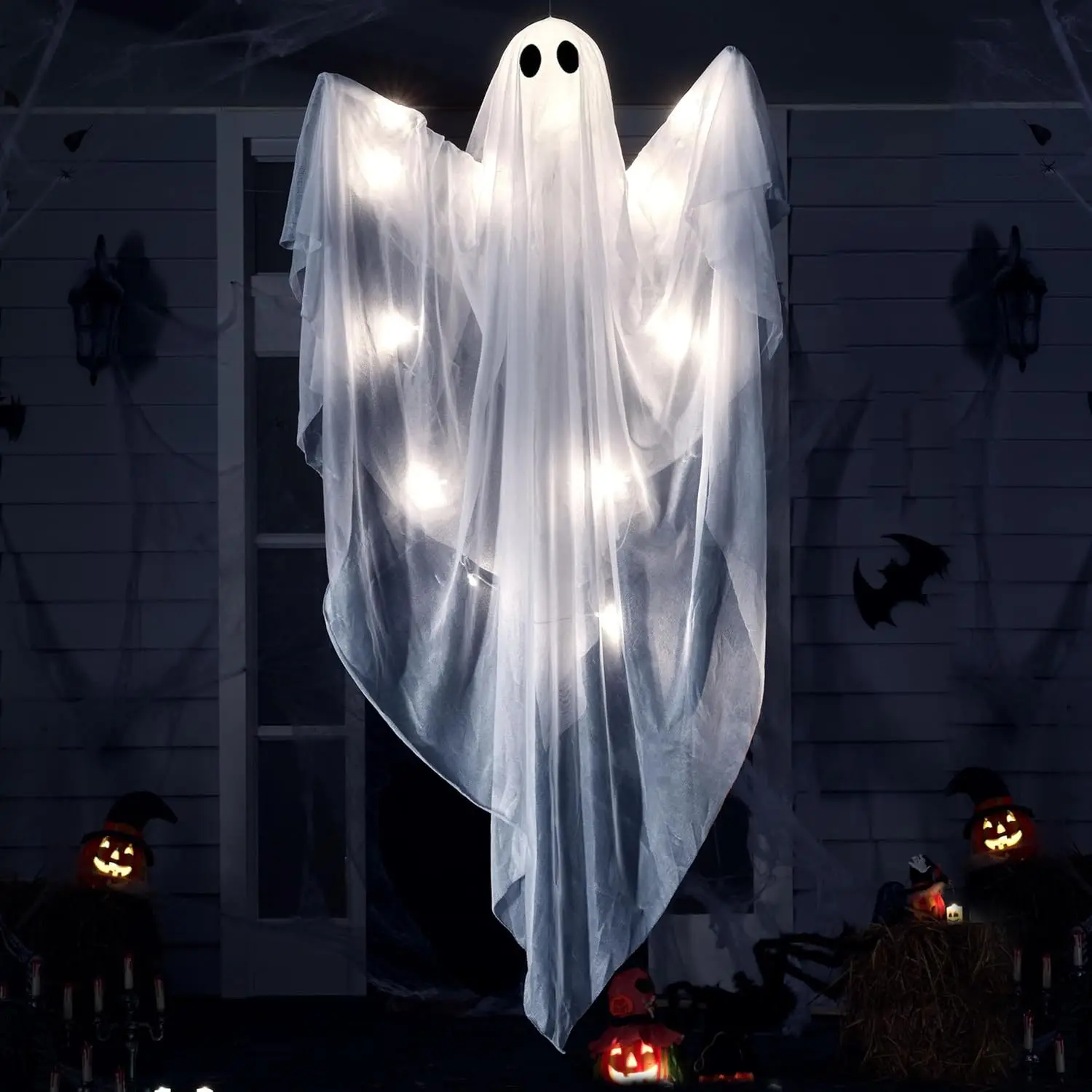 47" Light-Up Hanging Ghost Halloween Decoration - Image 2