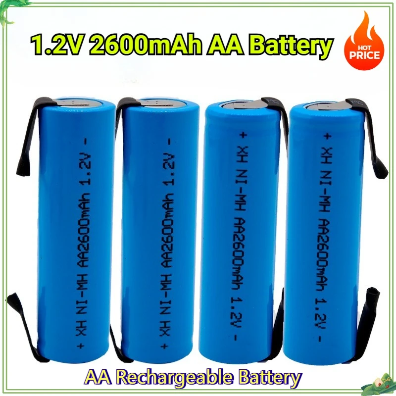 100% Neue 1.2 V AA Akku 1.2V 2600mah AA NiMH Battery for Mit Solder Pins DIY Elektrische Rasierer Zahnbürste Spielzeug Batterie