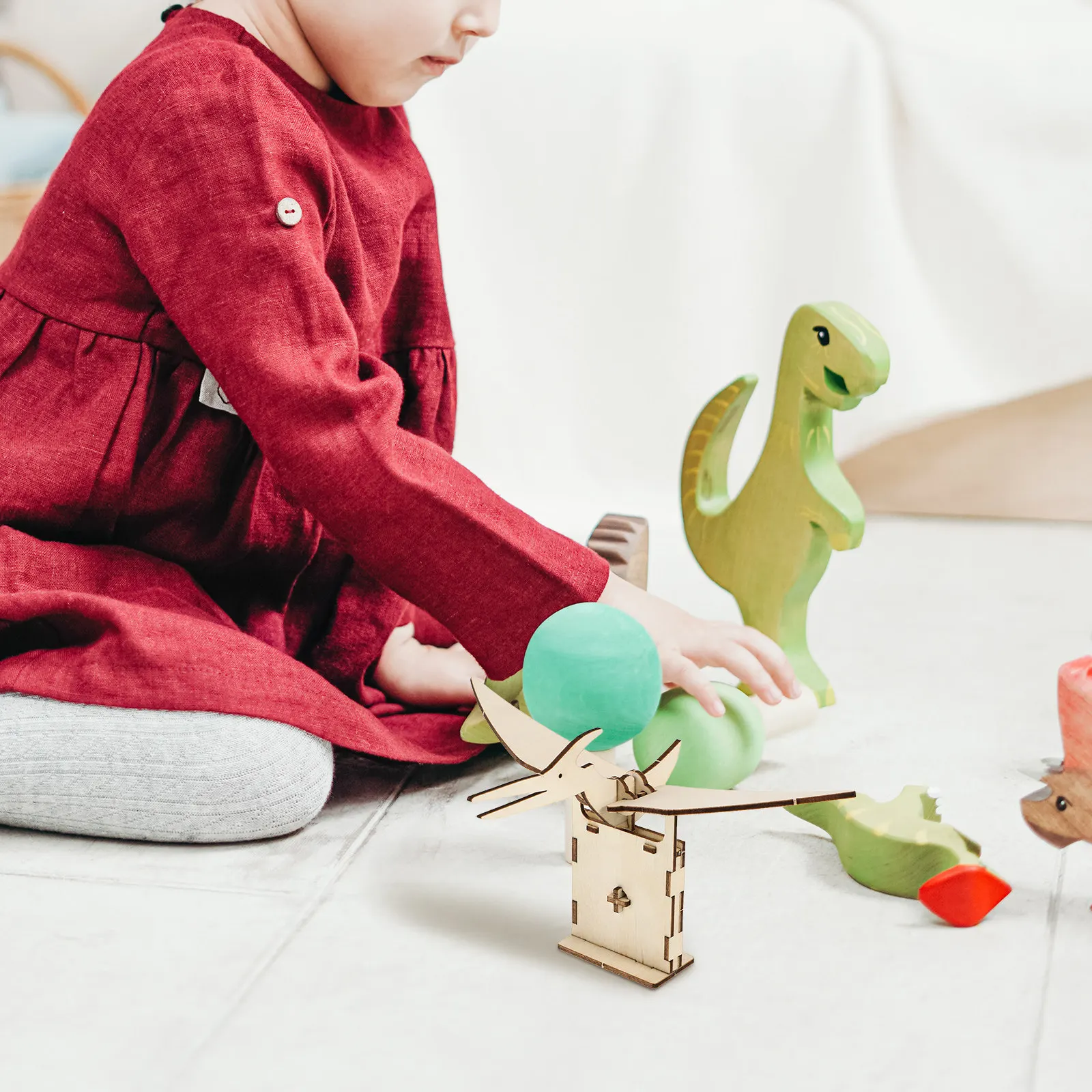 

1Set Gear Dinosaur Mechanical Kit Educational Stem Puzzle Interactive DIY Wooden Assembly for Kids Creative Learning Craft