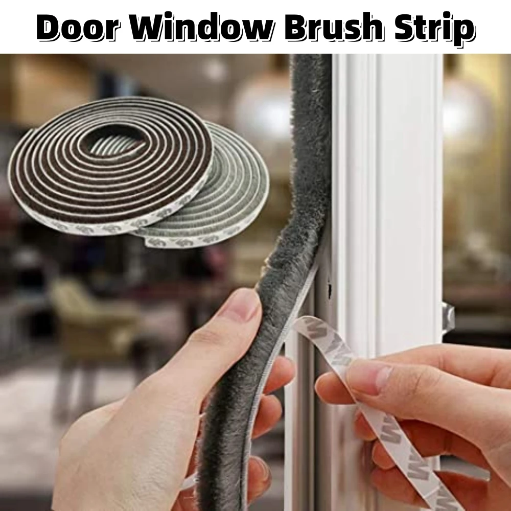 5/10M Door Window Brush Strip Self-adhesive Sound Insulation Draught Dehumidification Seal Strip Household Accessories