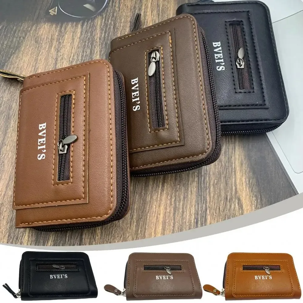 Multifunctional Minimalist Anti-theft Brush Short Wallet Large Capacity Multiple Pockets Card Bag Anti Demagnetization Money Bag