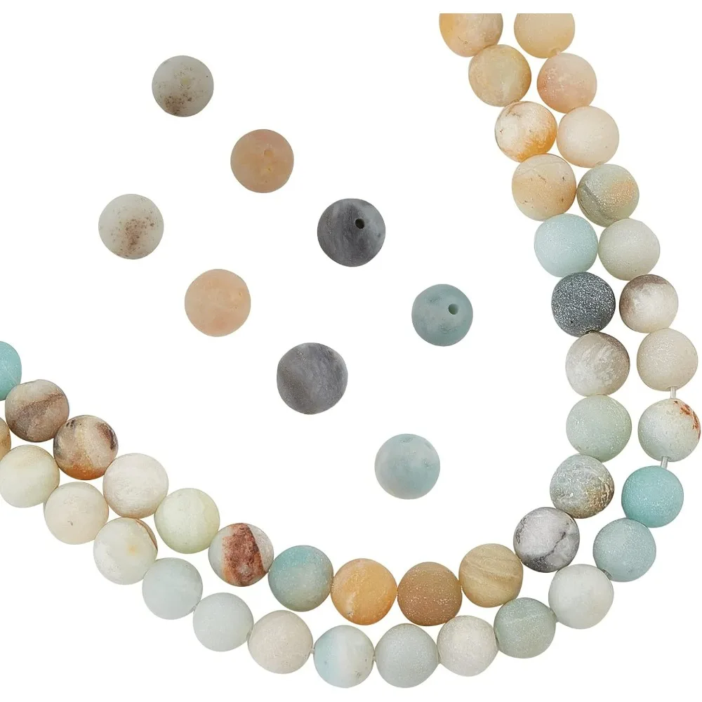 About 96 Pcs Natural Amazonite Beads 8mm Round Natural Matte Undyed Flower Amazonite Beads Loose Spacer