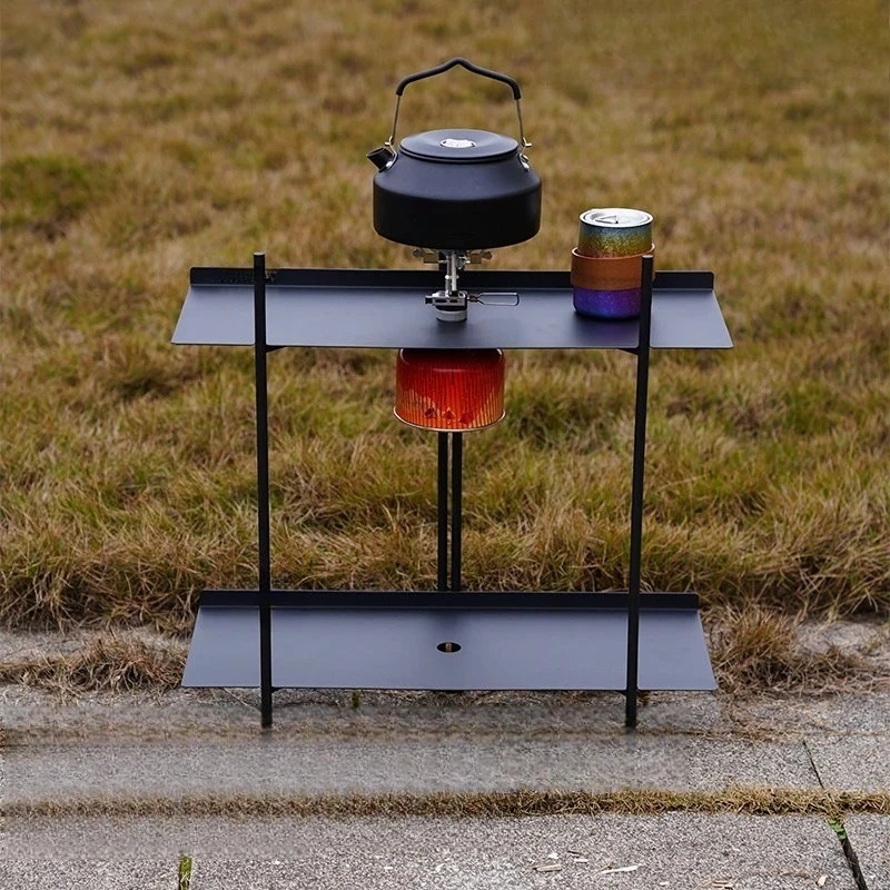 

Camping Folding Shelf Stainless Steel Outdoor Portable Storage Shelf Lightweight Storage Rack 10 Sceonds Quick Assembly