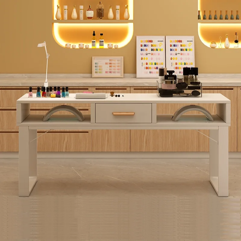 

Minimalist Profesional Nail Table With Storage Modern Nordic Elegant Nail Desk Beauty Glamour Table De Manucure Saloon Furniture