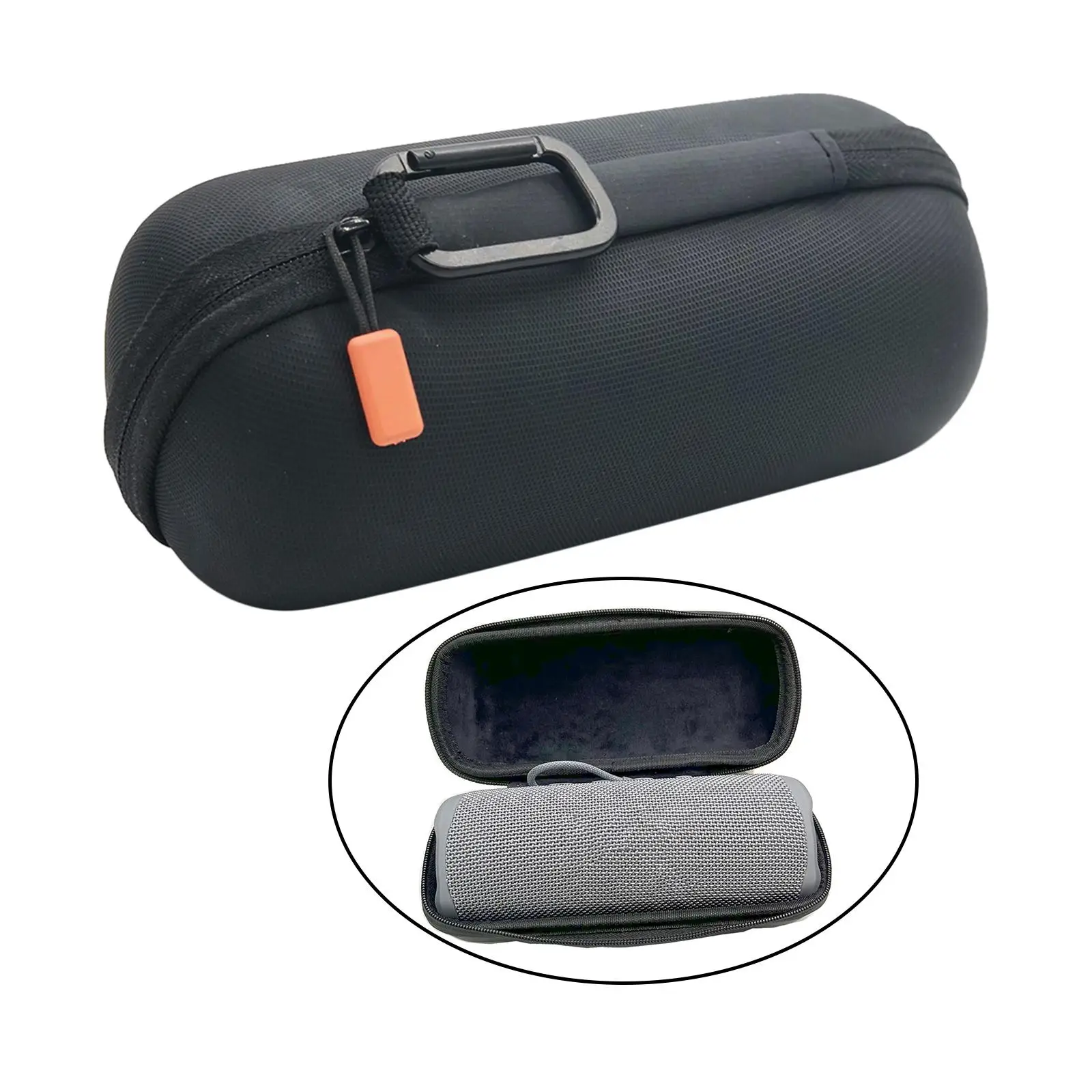 Zippered Hard Travel Case, Shock Anti Scratch W/Carabiner Storage Bag for Speaker