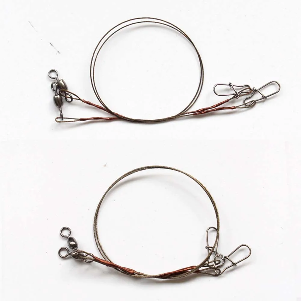 2pcs/Pack Fishing Line Steel Wire Leader With Snap Swivels Wire Leadcore Leash Stainless Steel Thread Anti-bite Thread