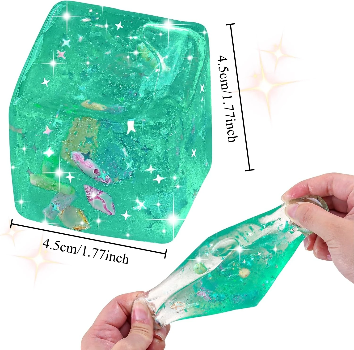 ストレス解消アイスキューブおもちゃ、青い海の貝殻付き、ソフトでゆっくりと上昇する感覚玩具、大人、ティーン、教室の賞品に