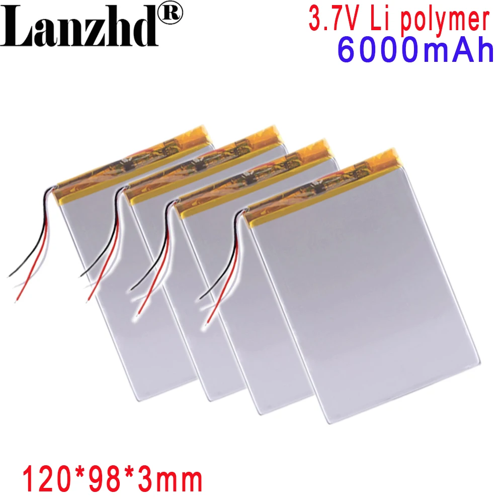 New 3.7V 6000mAh 3098120 30100120  For tablet battery each brand tablet universal Tablet PC Battery 120*98*3mm